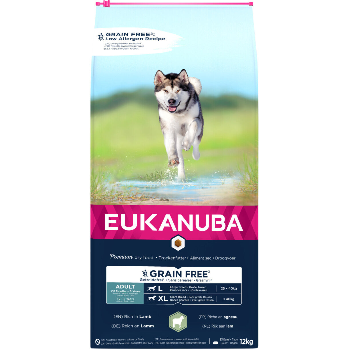 12 kg Eukanuba hundefoder med lam Large kornfri