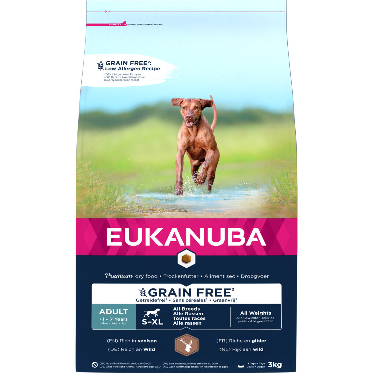 3 kg Eukanuba hundefoder med hjortekød - kornfrit