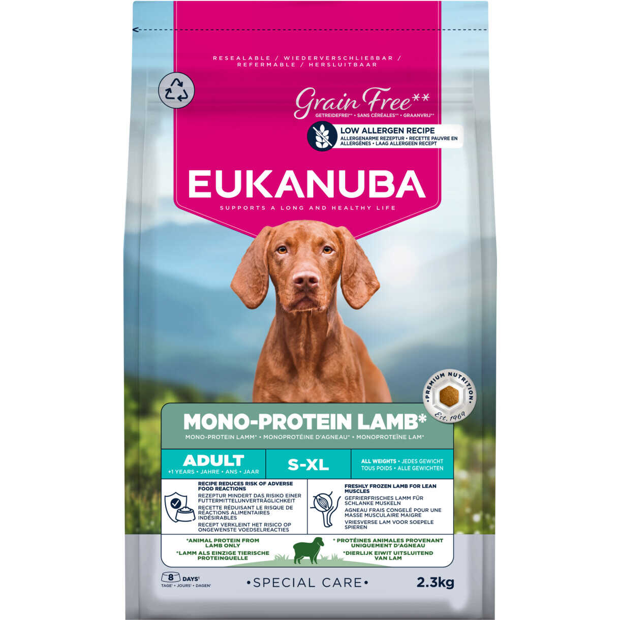 2,3 kg Eukanuba Special Care hundefoder Mono-Protein med lam - kornfri