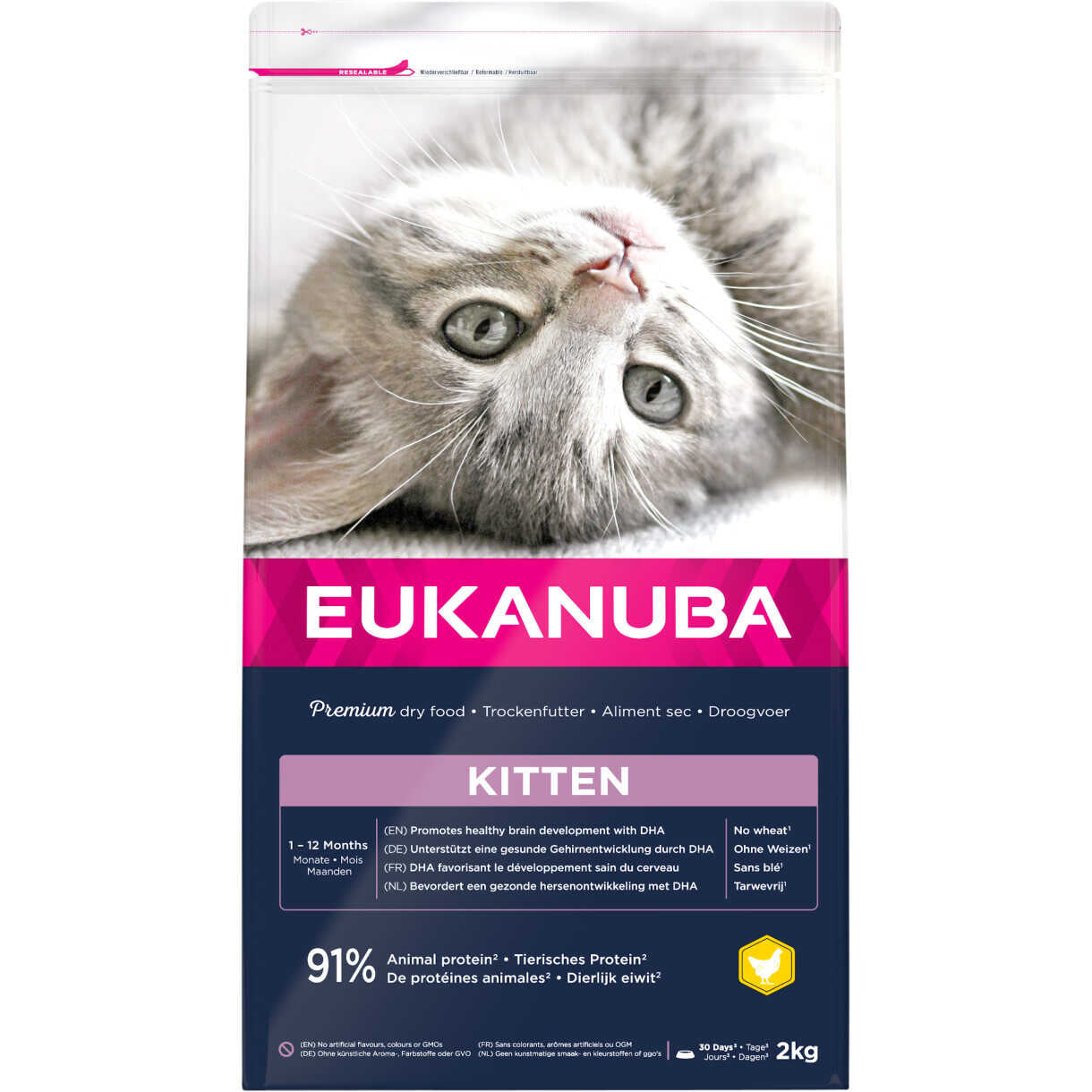2 kg Eukanuba killingefoder med kylling og ris - fra 1 til 12 mdr