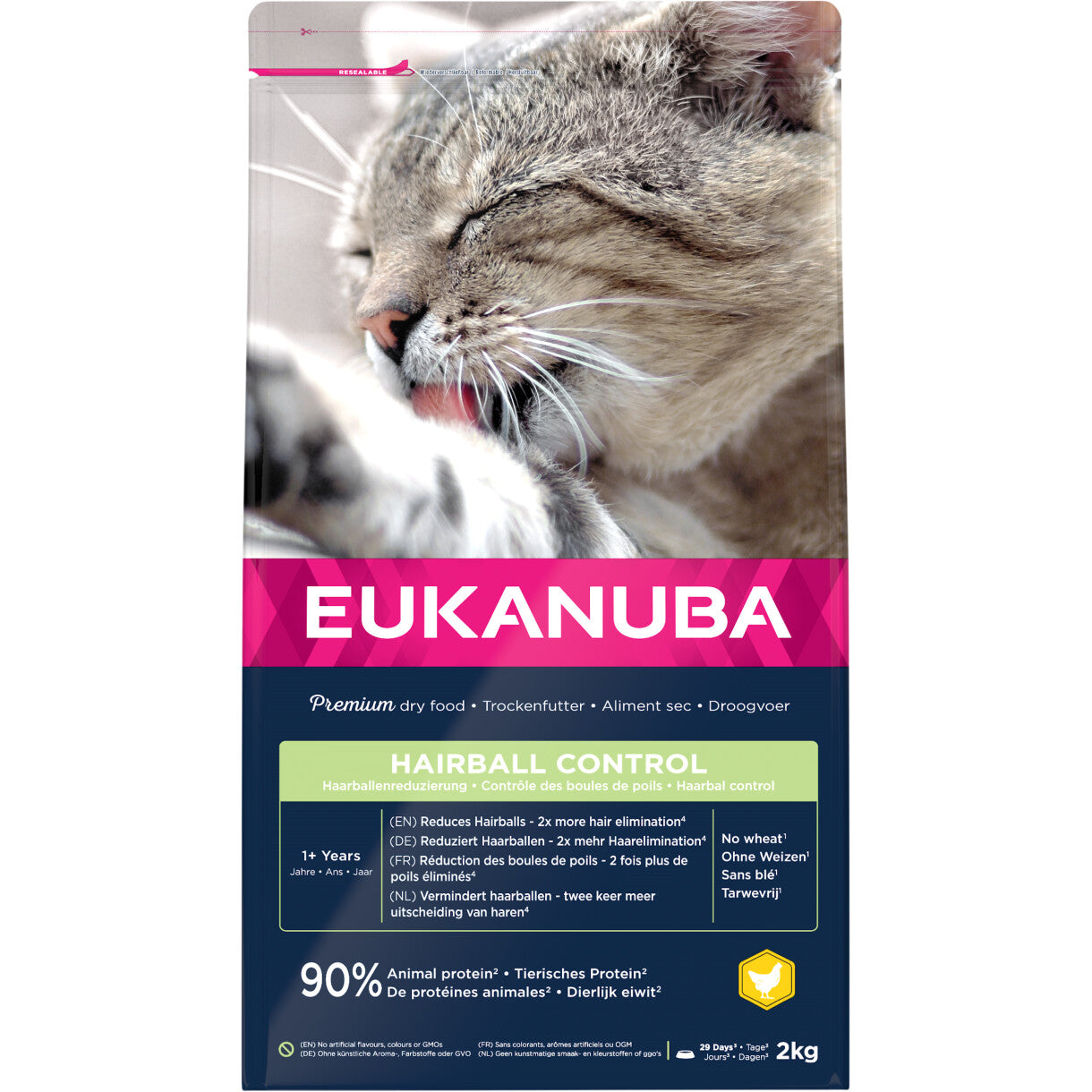 2 kg Eukanuba kattefoder til katte fra 1 år - Hårbolle forbyggelse