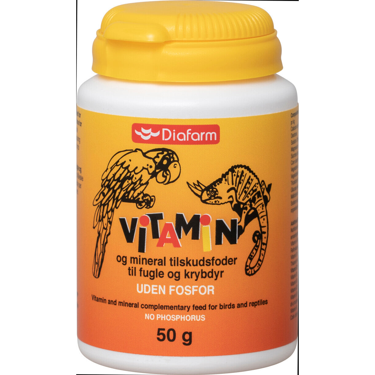 Vitamin og mineral pulver til - fugle og krybdy 50g uden phosphor