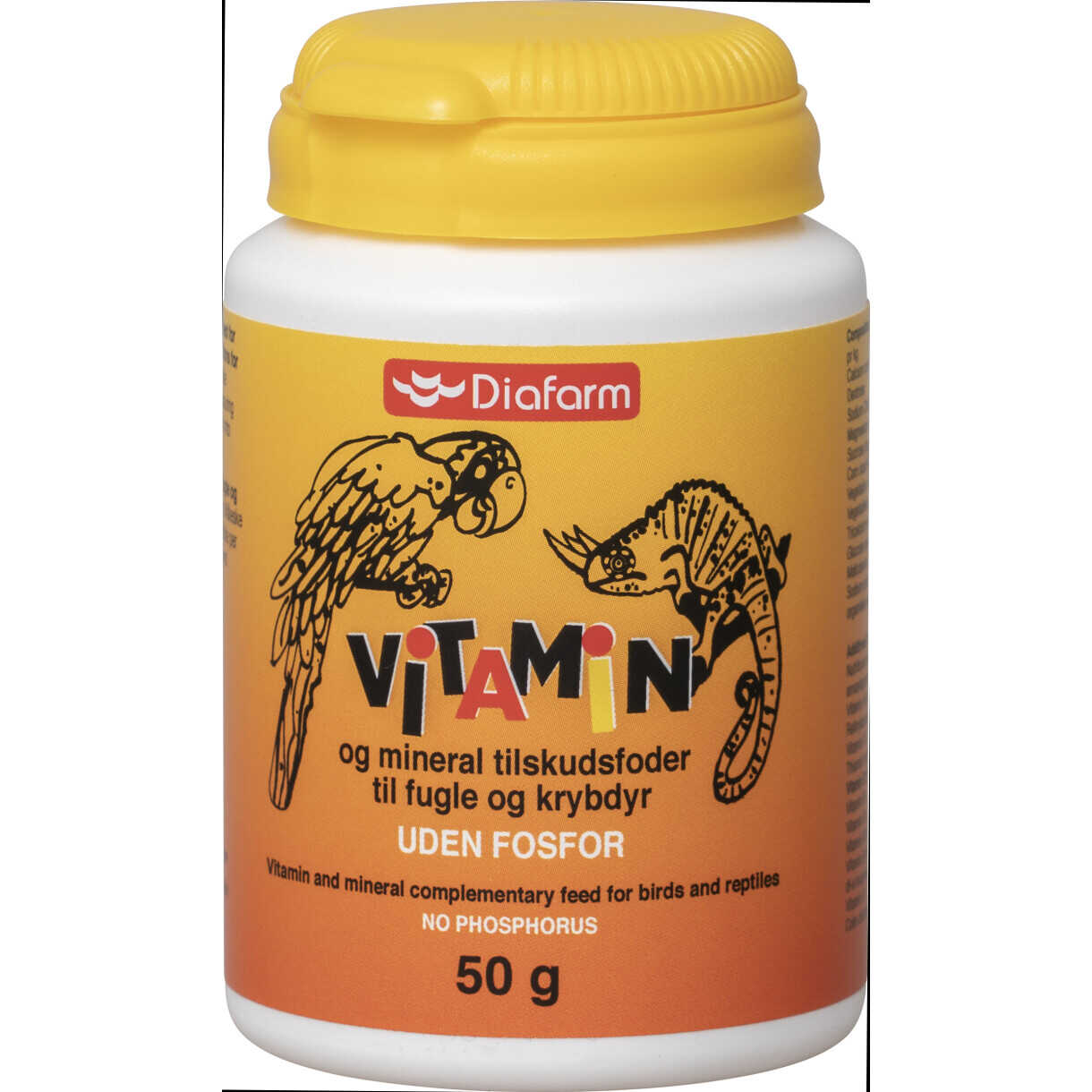 Vitamin og mineral pulver til - fugle og krybdyr - 50g uden phosphor
