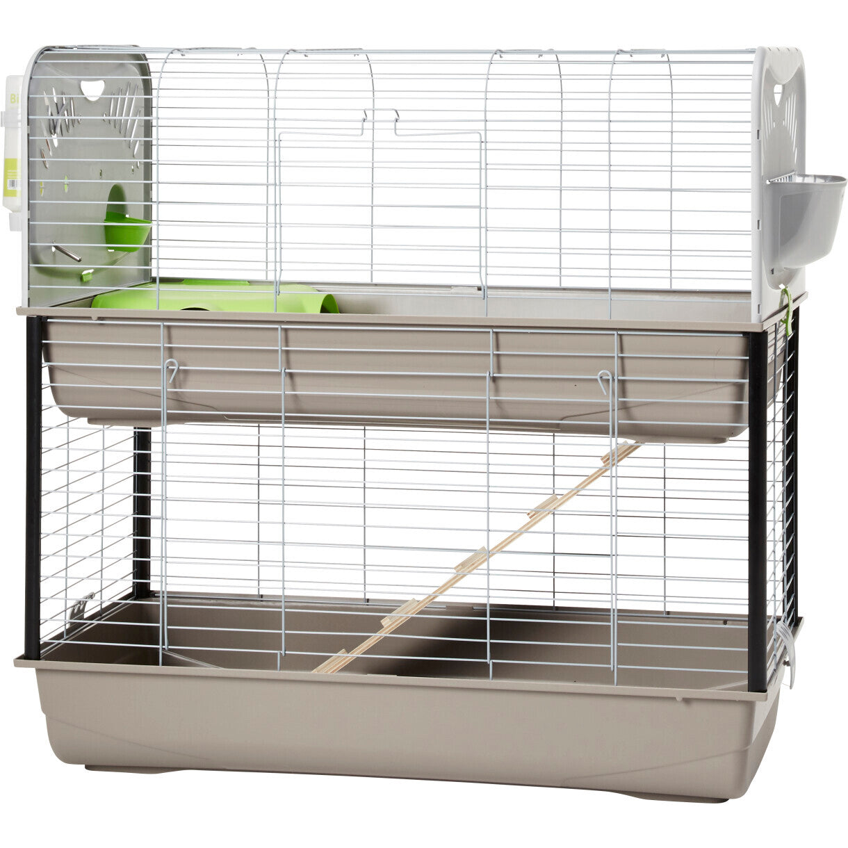 Dobbelt indendørs kanin og marsvinbur Caesar 3 - 100 x 50 x 97 cm sølv - grå