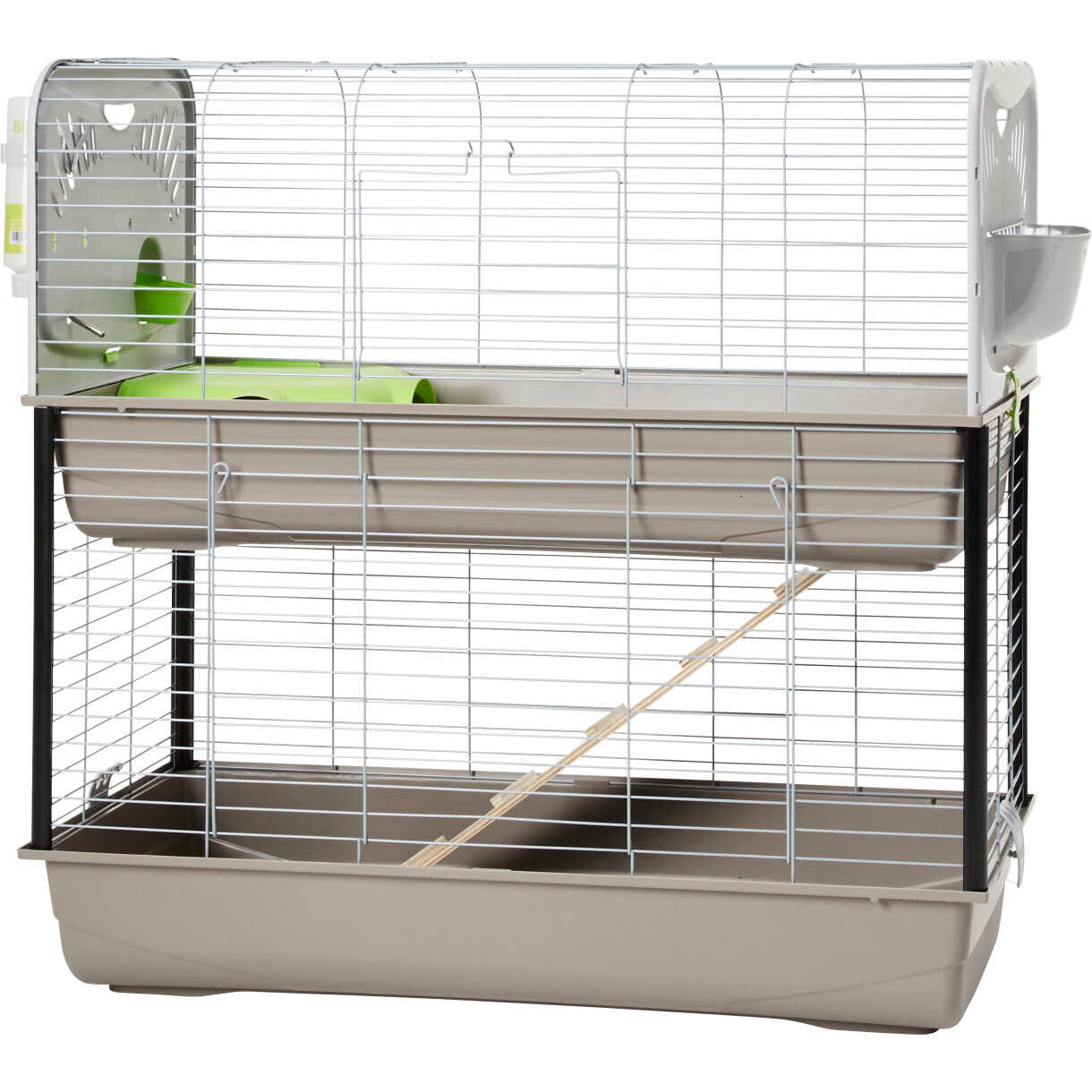 Dobbelt indendørs kanin og marsvinbur Caesar 3 - 100 x 50 x 97 cm sølv - grå
