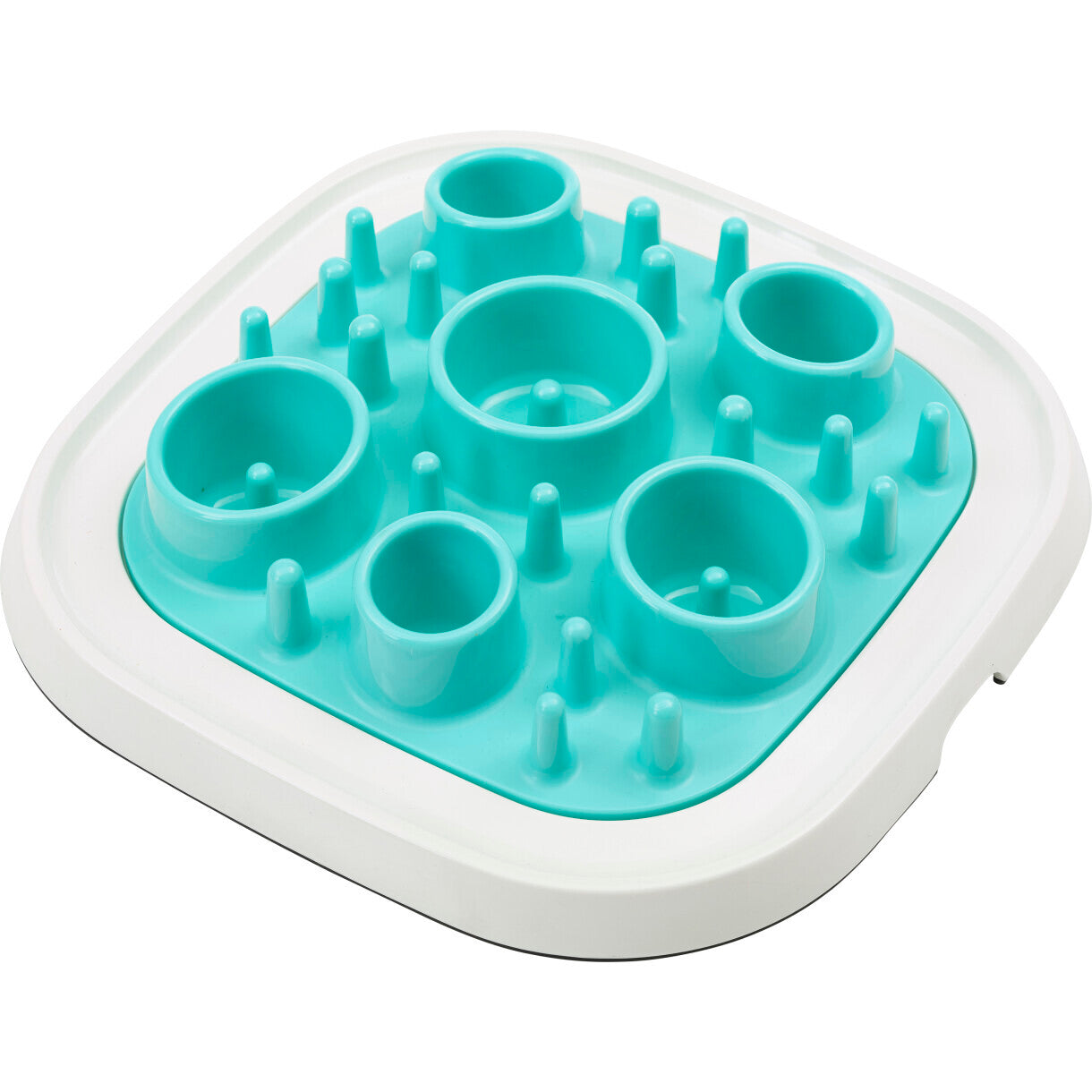 Foderskål til hunde og katte slow feeder 32 x 32 x 6,5 cm lys blå