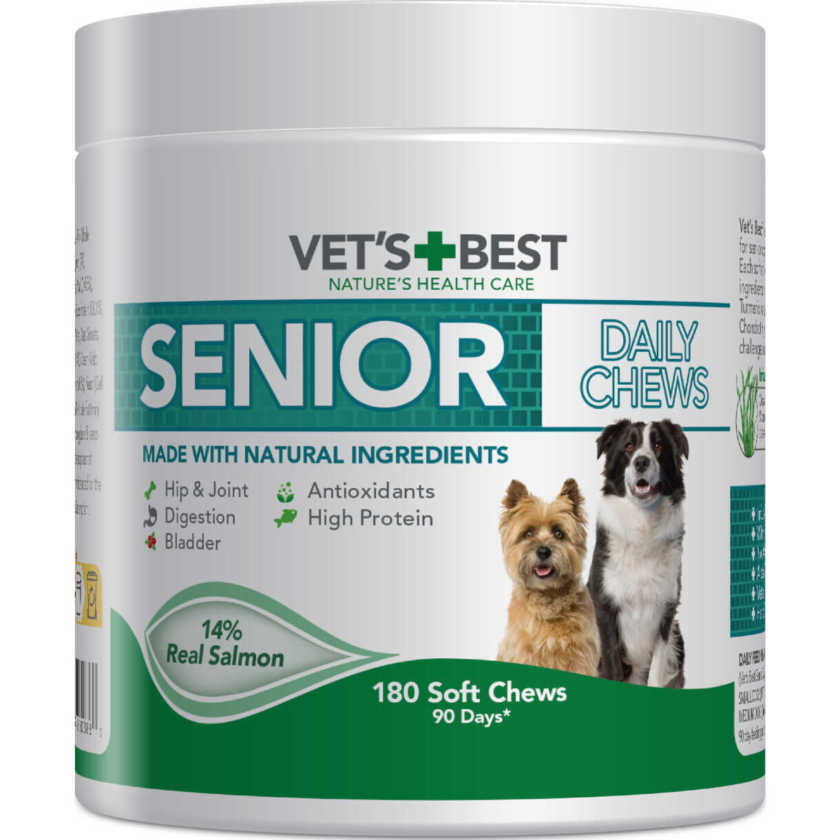 Vets Best Daily Chews hundegodbidder med laks til Senior hunde +9 år 180 stk.