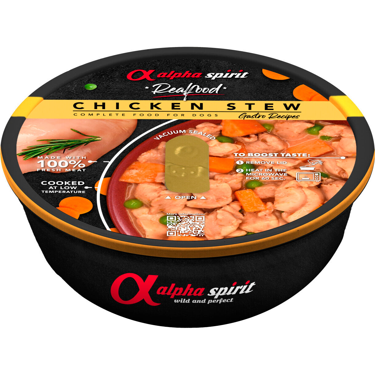 280 g Alpha Spirit Real Food (kylling) færdigmad til hunde