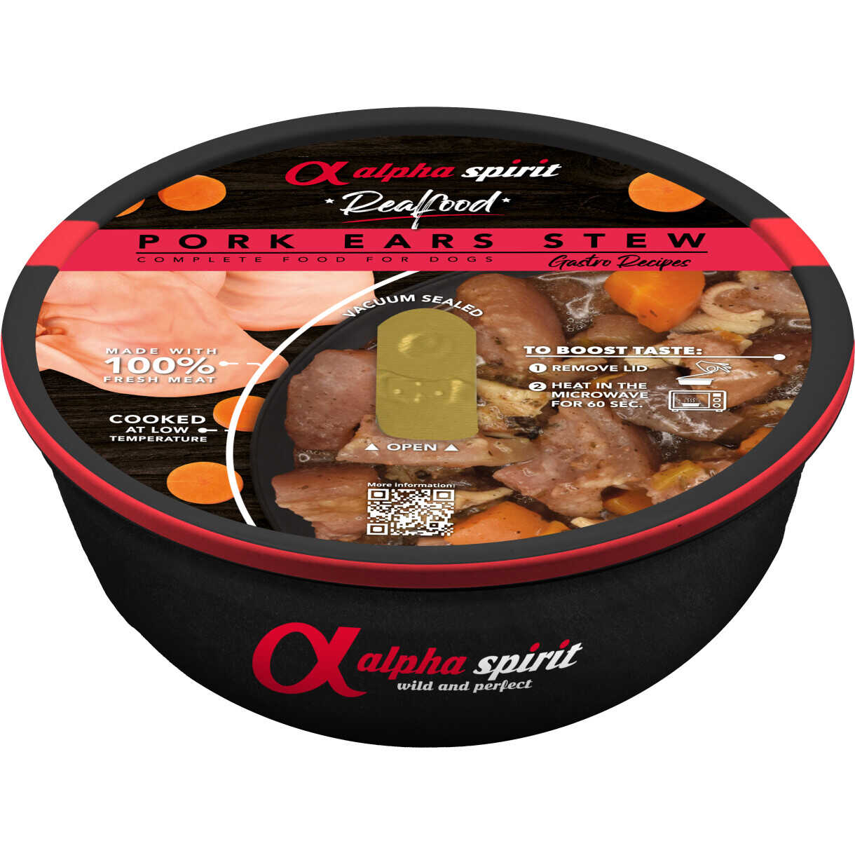 280 g Alpha Spirit Real Food (griseøre) færdigmad til hunde