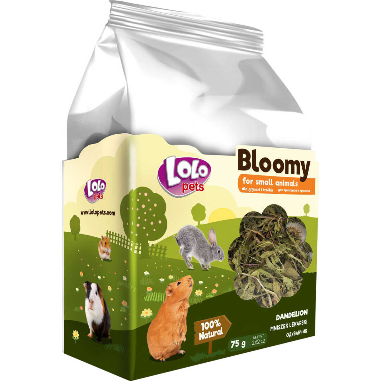 75 gr Lolo Bloomy Snack med Mælkebøtte rod til kaniner og gnavere