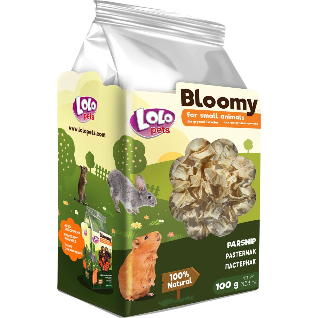 100 gr Lolo Bloomy Snack med pastinak rod til kaniner og gnavere