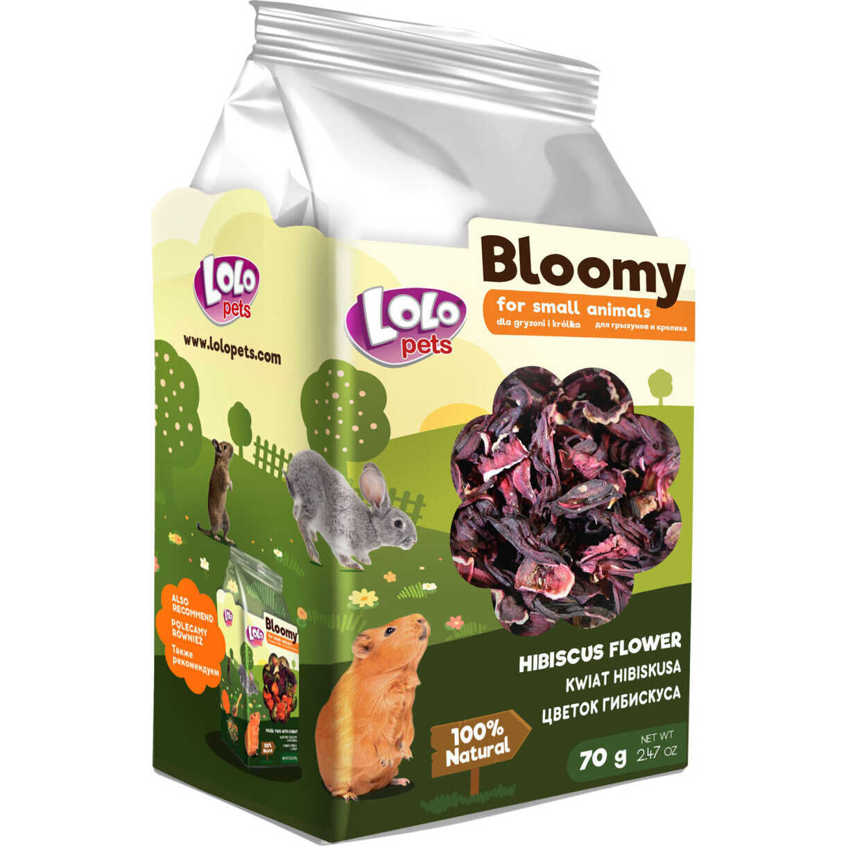 70 gr Lolo Bloomy Snack med Hibiscus blomster til kaniner og gnavere