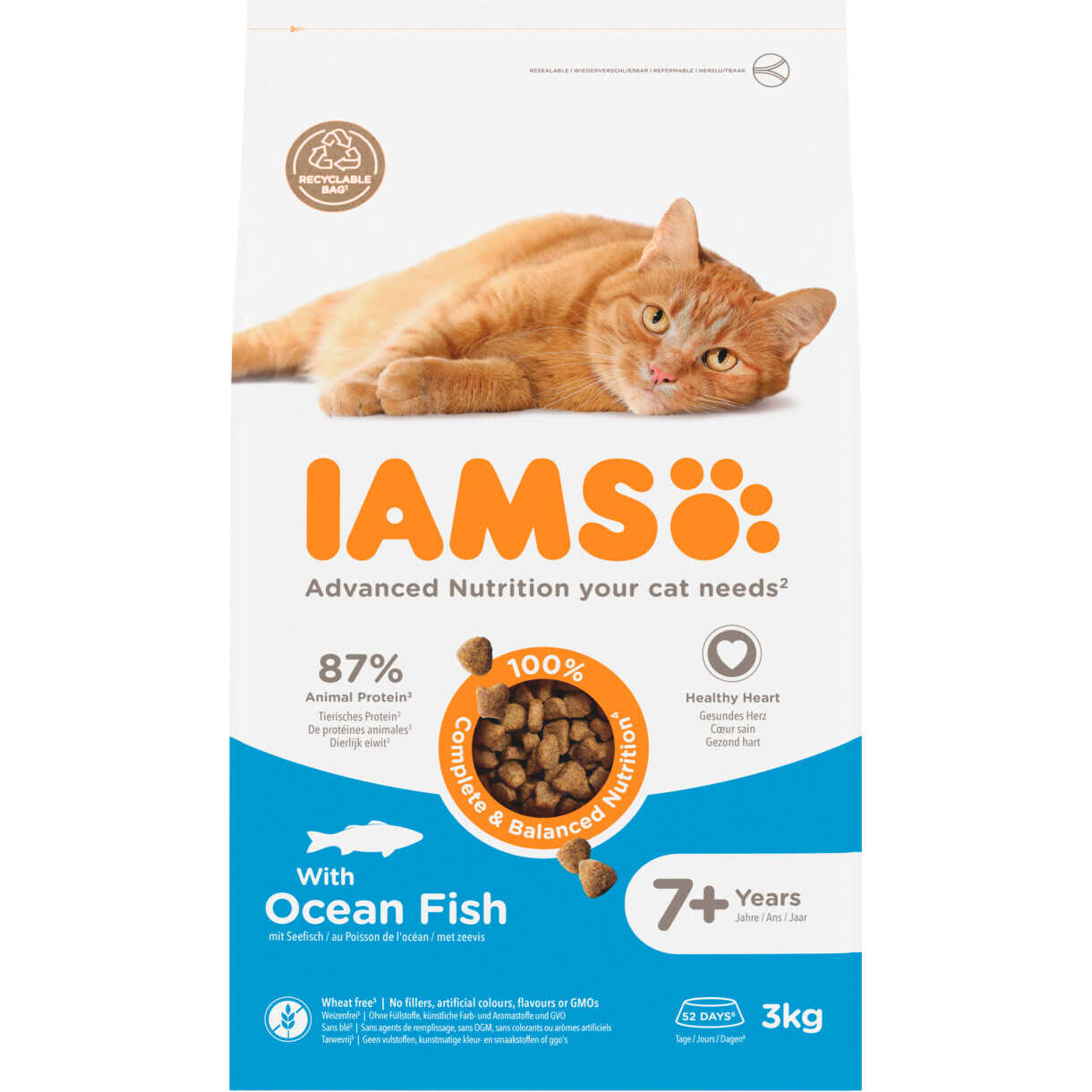 3 kg Iams Vitality Senior kattefoder med fisk