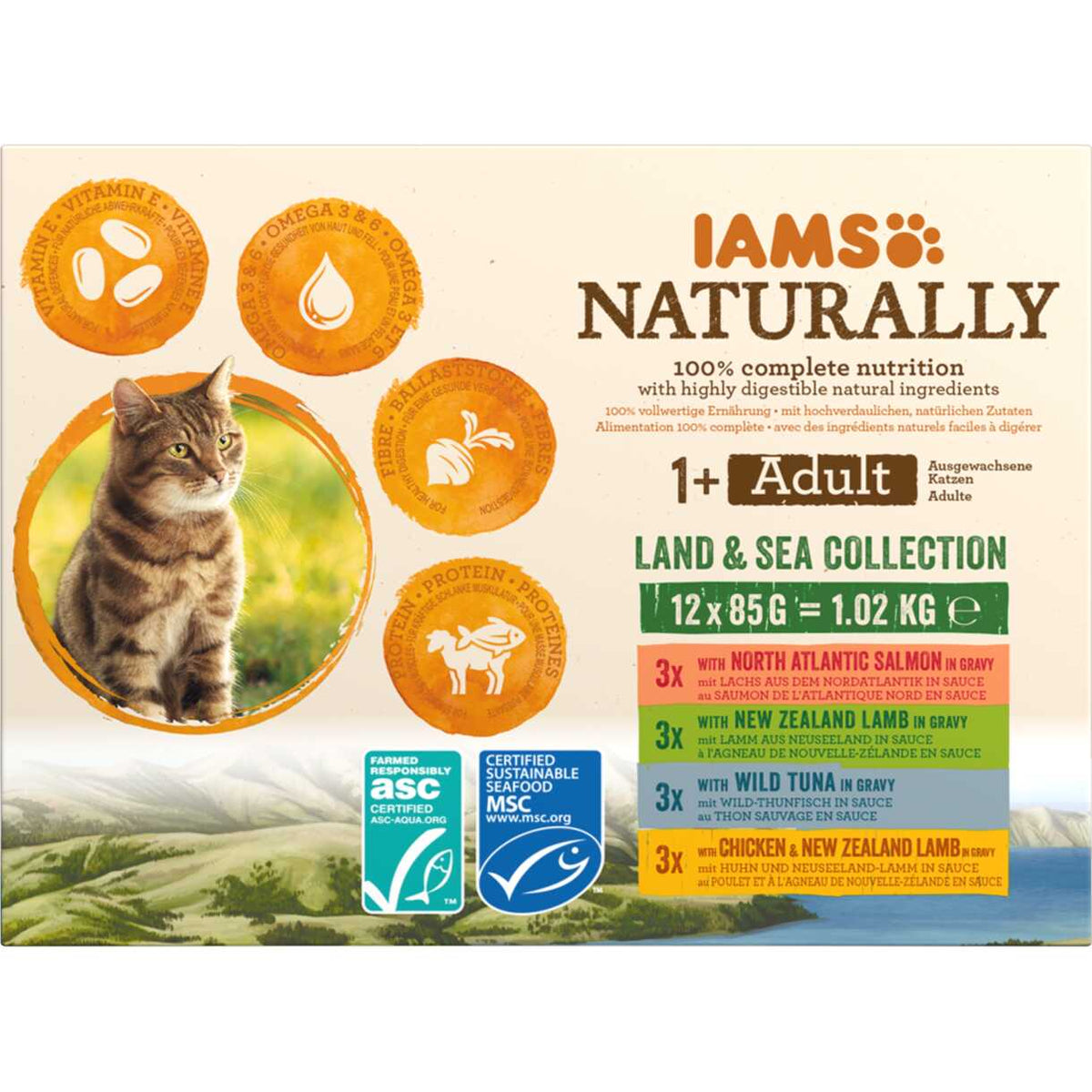 IAMS CAT Naturally Adult Land & Sea collection - menuboks