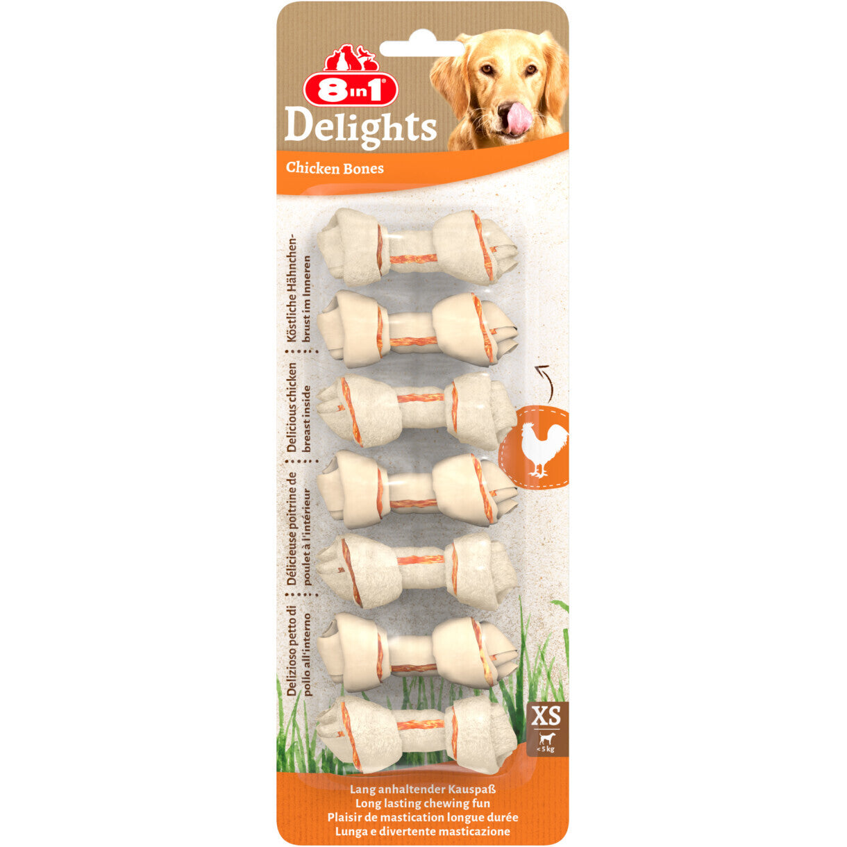 8in1 Delights tyggeben med kylling for rene tænder hos hunden