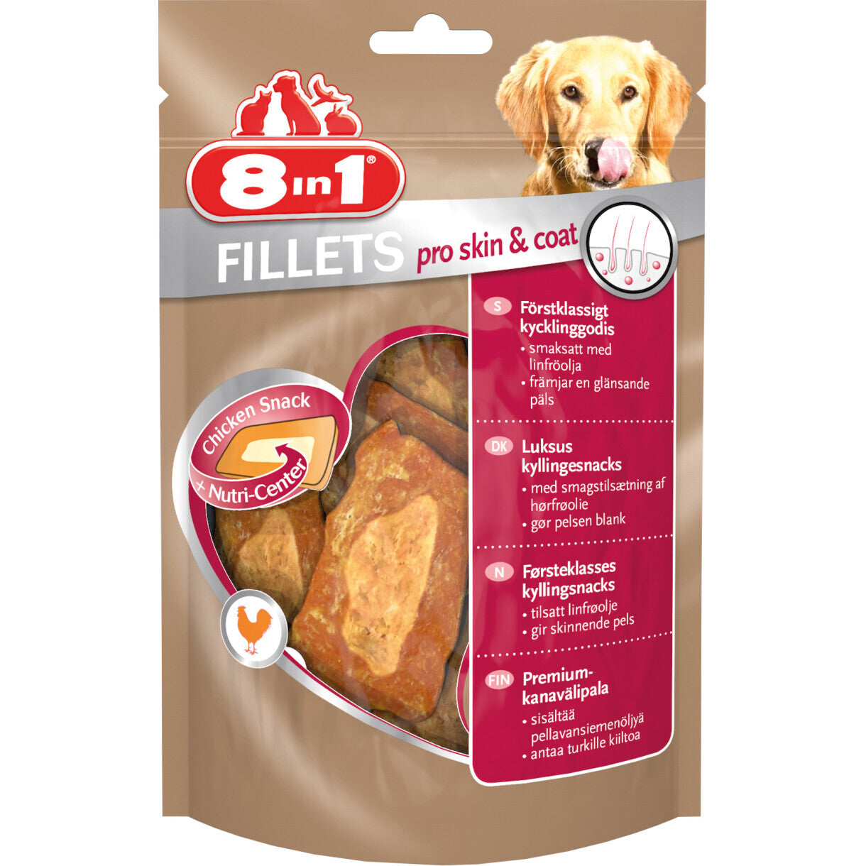 8in1 kylling fillet hundegodbidder - Pro Skin & Coat 80g