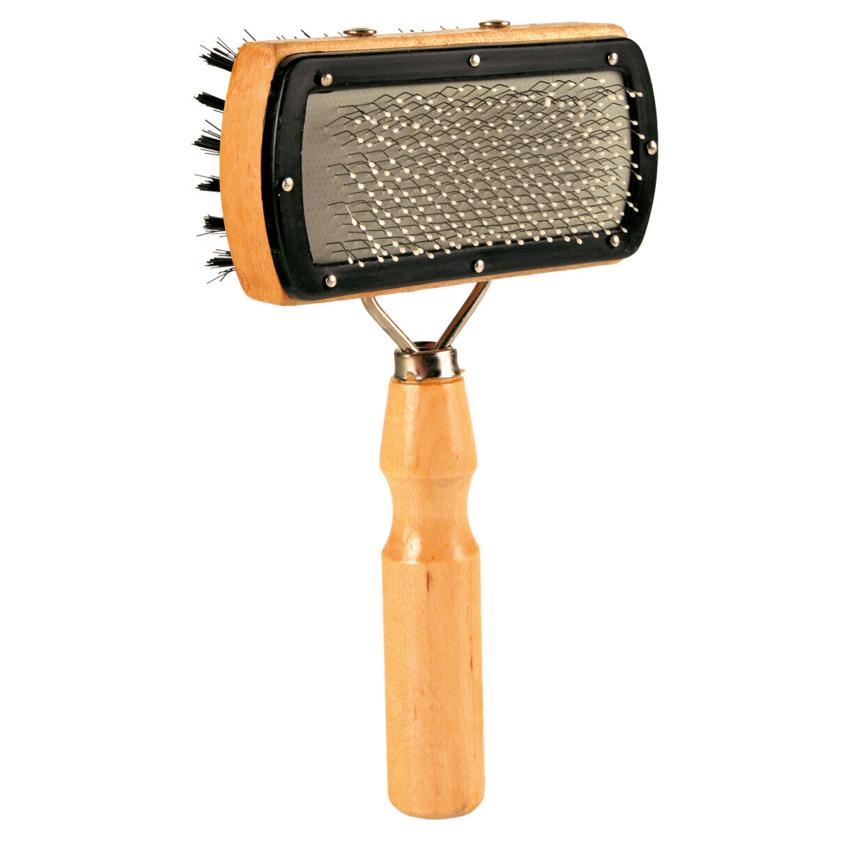 Trixie hundebørste med træskaft dobbeltsidet 10 x 18 cm