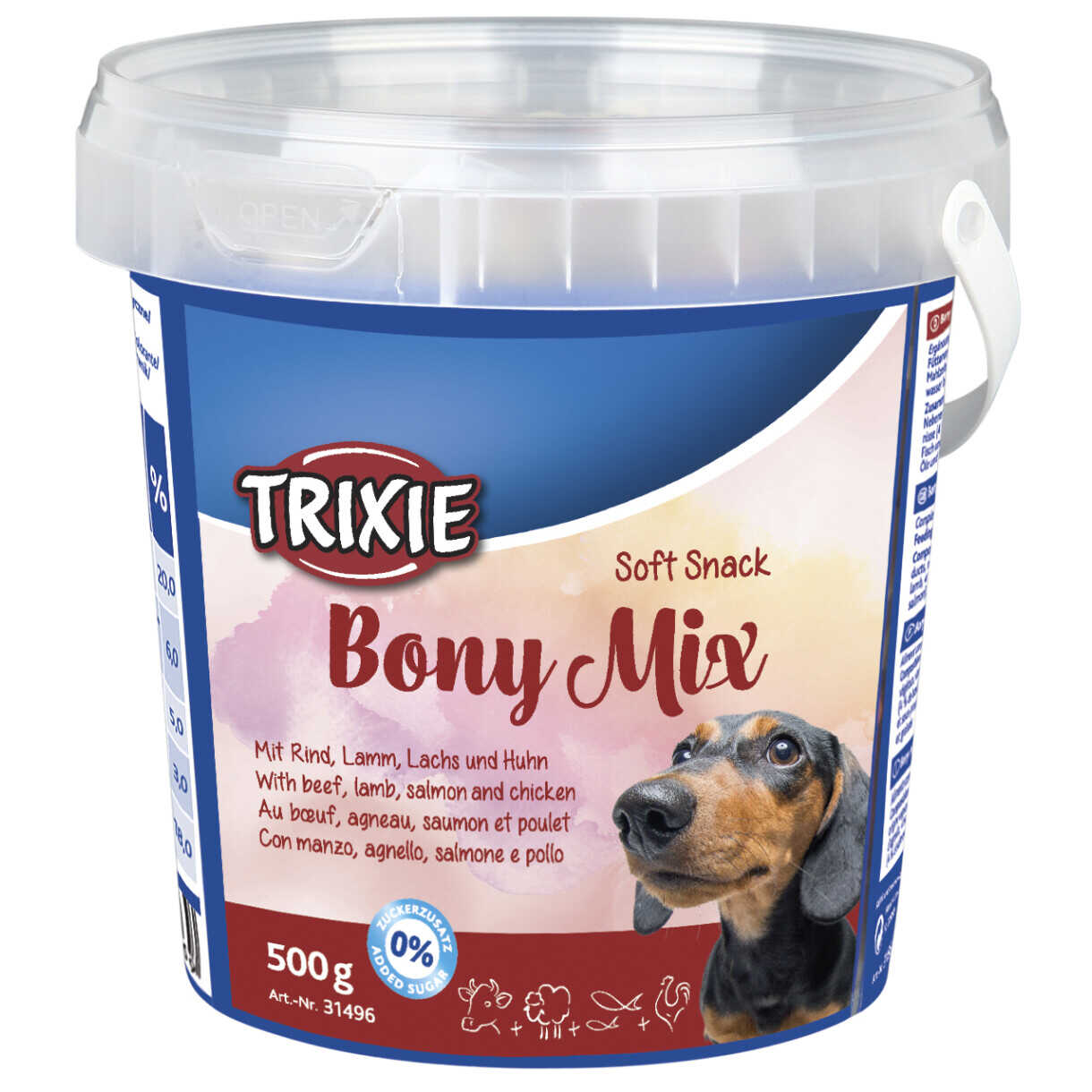 500 g Trixie Soft Snack Bony Mix med oksekød - lam, laks og kylling