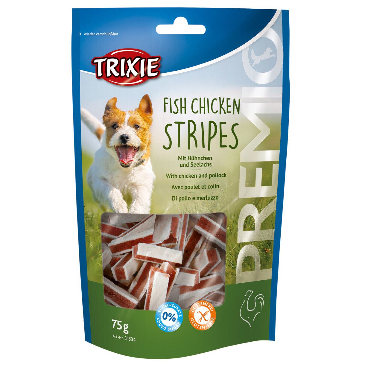 Trixie Premio Stripes hundesnack med Kylling og laks - glutenfri