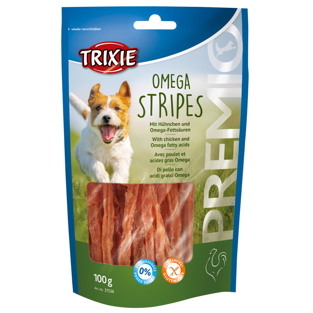 100 g Trixie Omega hunde snack stripes med kylling