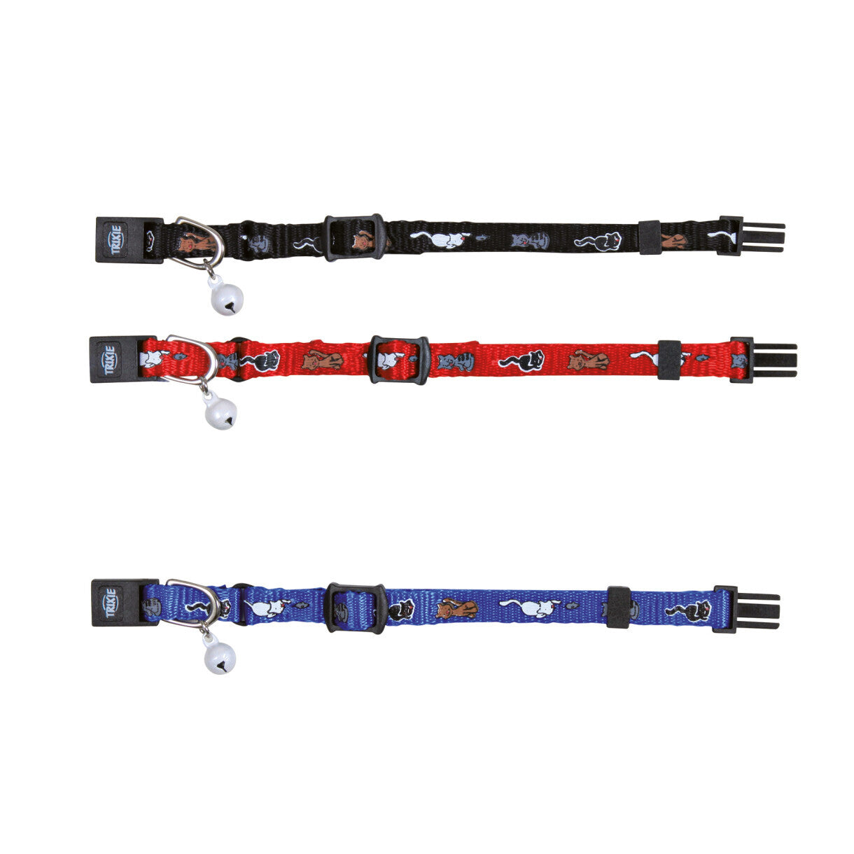 Trixie Kattekilling halsbånd m.motiv regulerbar nylon assorteret farver