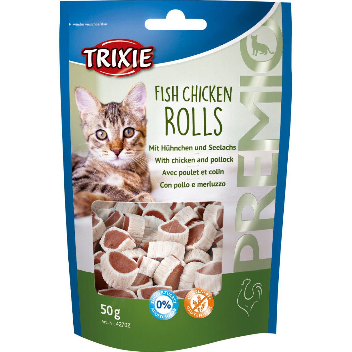 Trixie Premio Rolls katte godbidder med Kylling og laks - sukkerfri - 50g