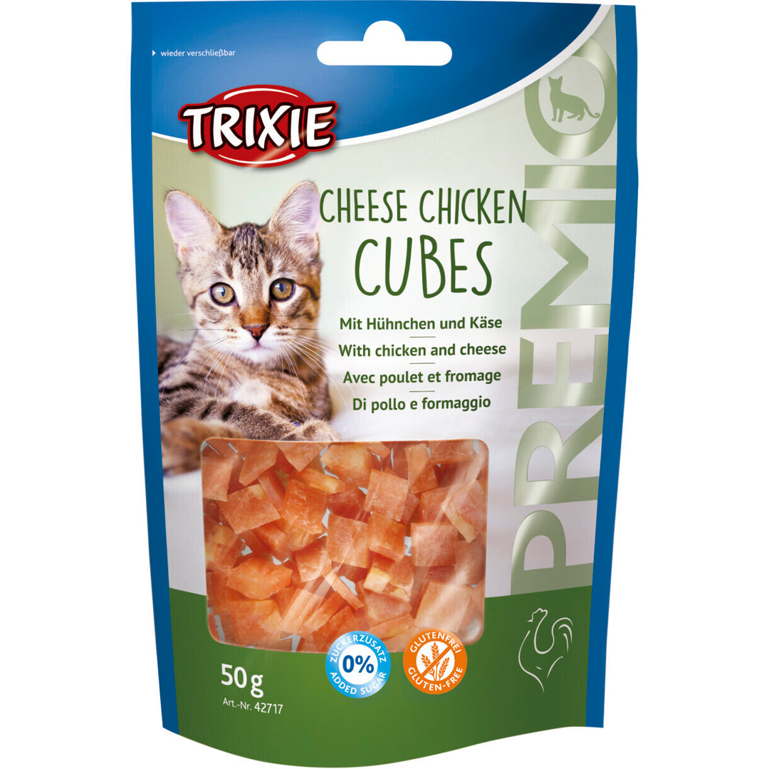 Trixie katte godbidder i kubeform med kylling og ost 50 g - sukker og glutenfri