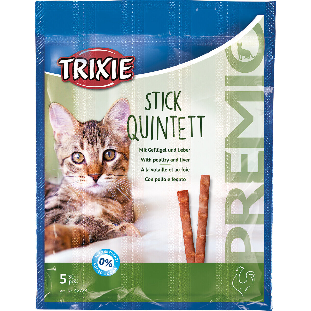Trixie Katte godbidder Quadro-Sticks med and og lever 5 x 5 gr - sukkerfri