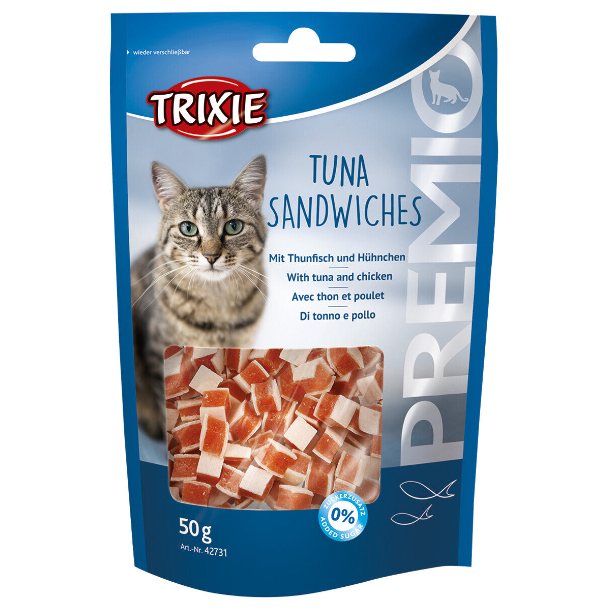 Trixie katte godbidder med tun og kylling 50 g - gluten og sukkerfri