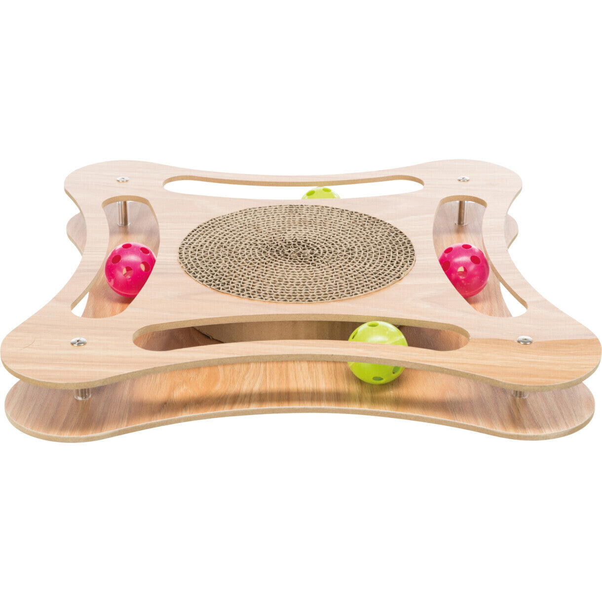 Trixie Kradsebræt i pap med legetøj og catnip i træ 35 x 4 x 35 cm