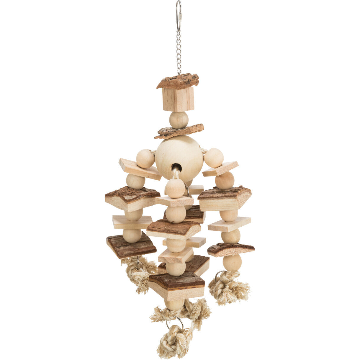 Trixie Trælegetøj til fugle med reb 35 cm