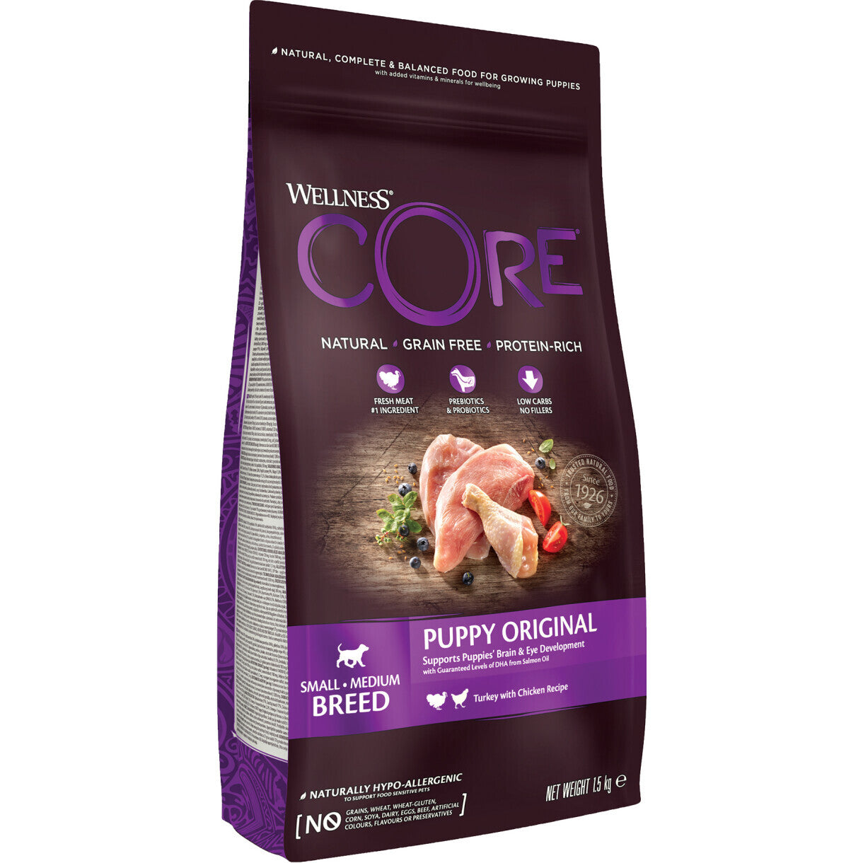 1,5 kg CORE hvalpe hundefoder med kylling - kornfrit