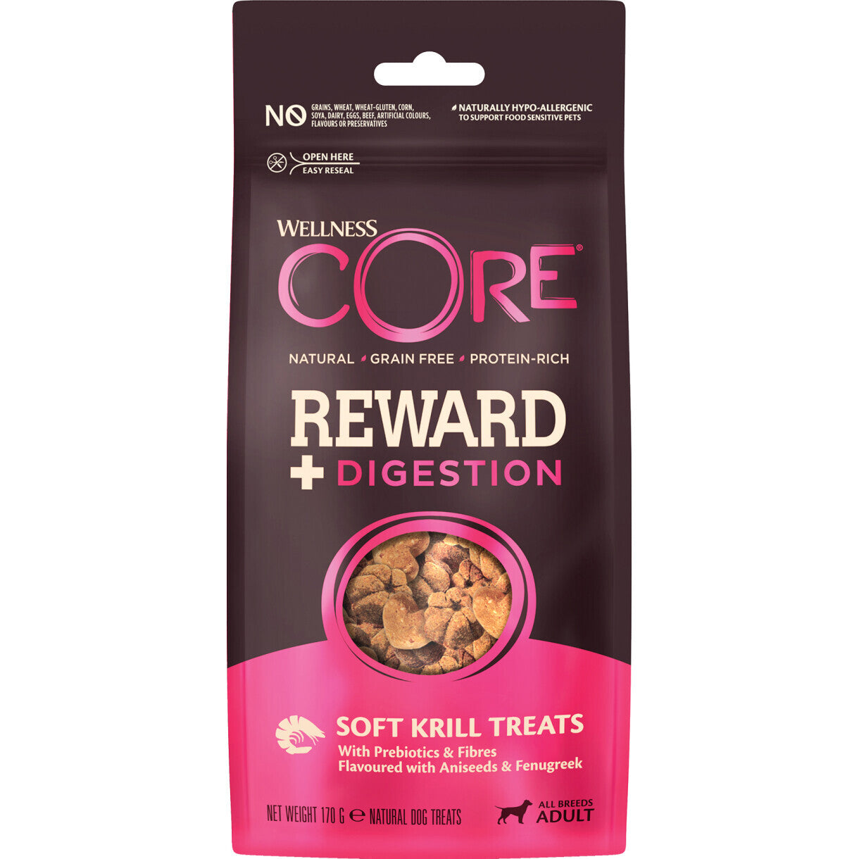 170 g CORE Reward+ Treats Digestion hunde godbidder - kornfrit