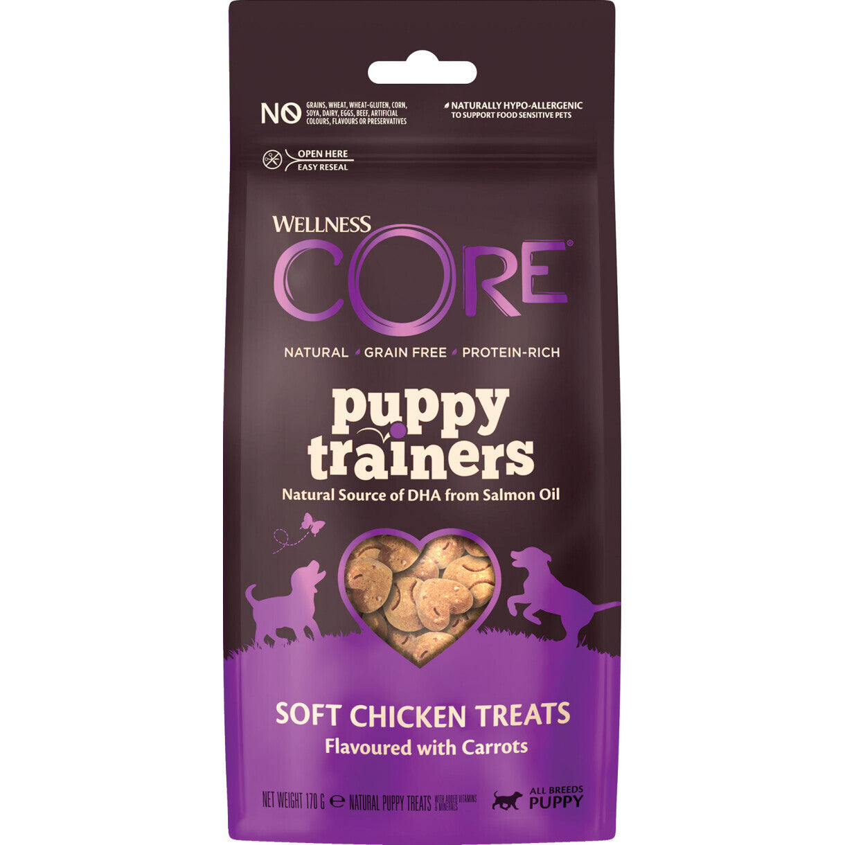 170 g CORE hvalpegodbidder til hundetræning - kylling med tilsat gulerod