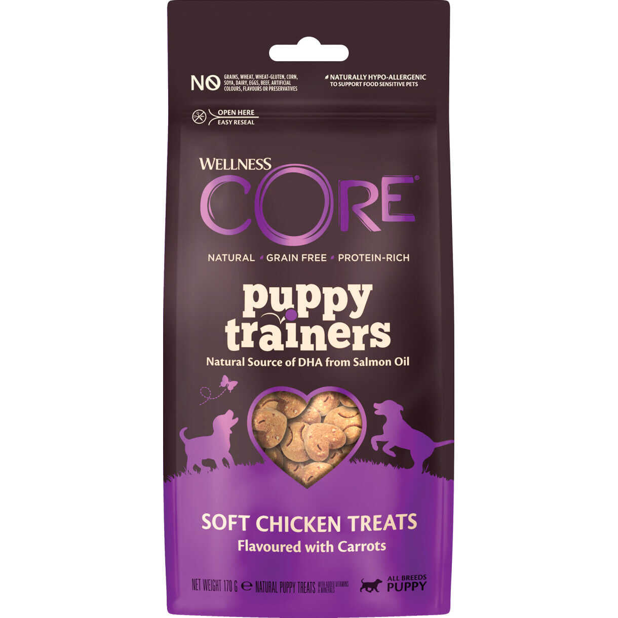 170 g CORE hvalpegodbidder til hundetræning - kylling med tilsat gulerod
