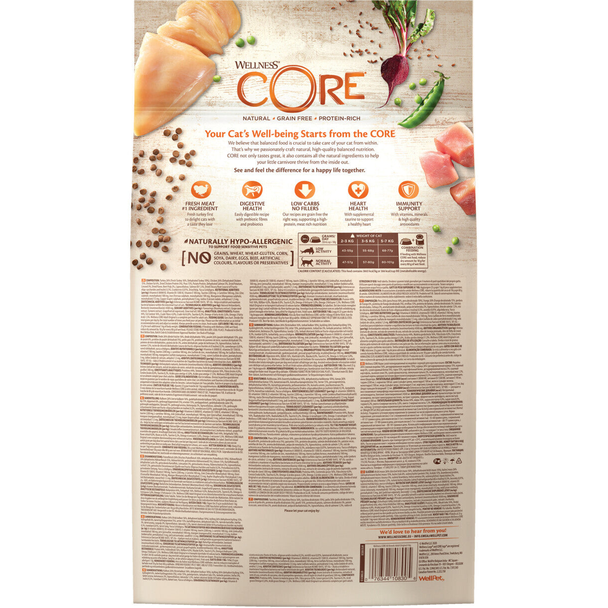 4 kg CORE kattefoder til voksne katte med kylling og kalkun - kornfrit