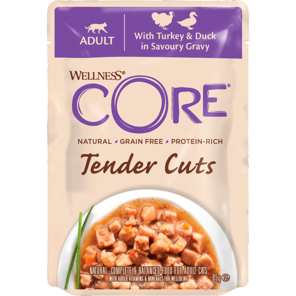 85 gr CORE kattevåd foder med kalkun og and i sovs - kornfri