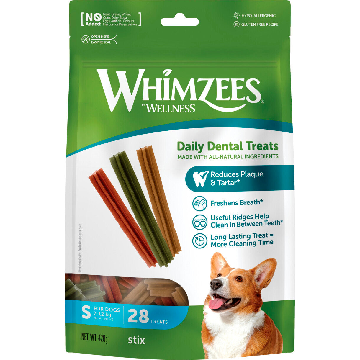 28 stk Whimzees denta stix Small til små hunde fra 7 til 12 kg - glutenfri