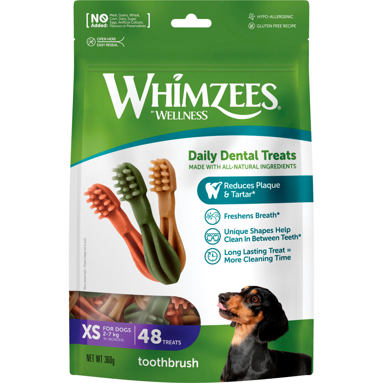 48 stk. Whimzees Toothbrush Star XS til meget små hunde - 360 g