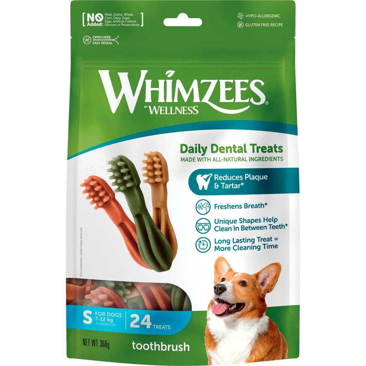 24 stk. Whimzees Toothbrush Star S til små hunde - 360 g