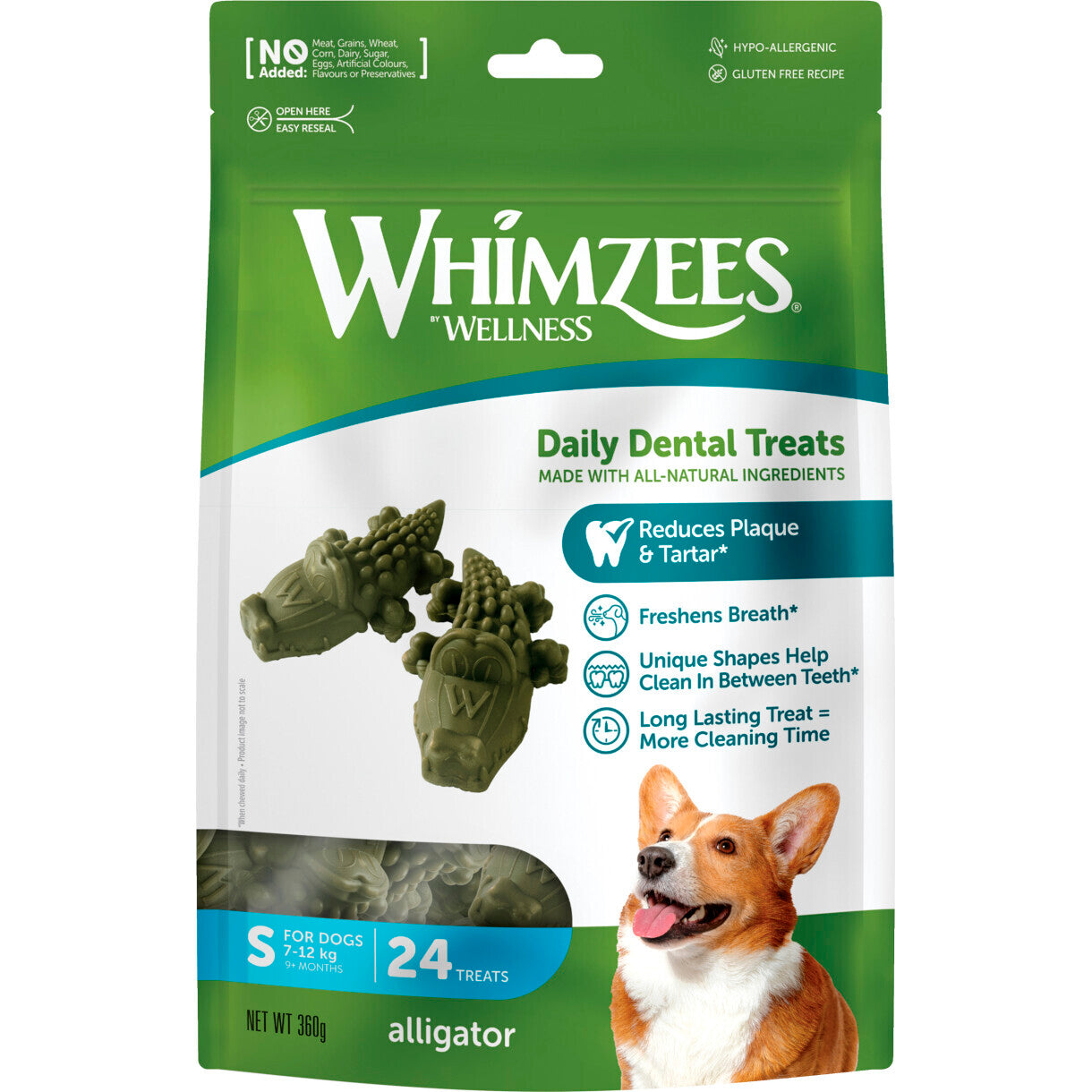 Whimzees Alligator hundegodbidder small - til hunde fra - 7 til 12 kg - glutenfri