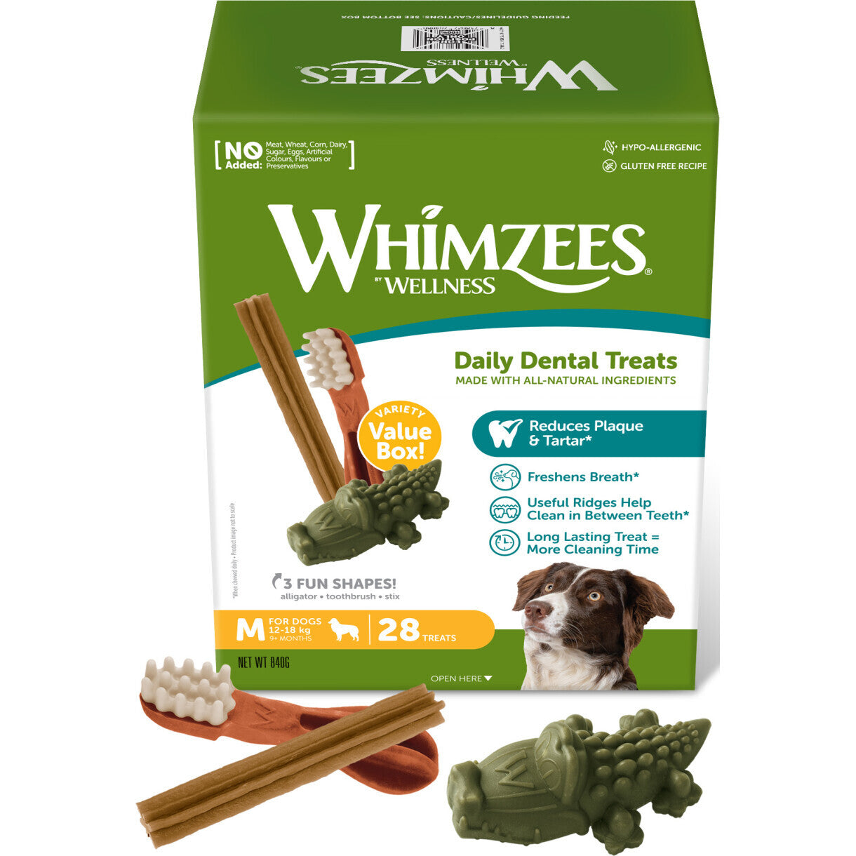 28 stk. Whimzees Variety M hundegodbidder til mellemstore hunde - 840g