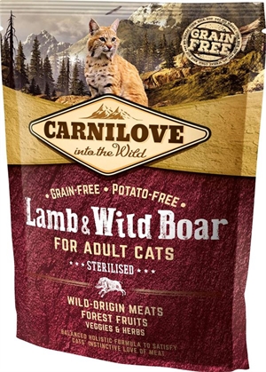0,4 kg Carnilove Sterilised kattefoder med lam og vildsvin - kornfrit