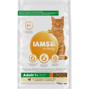 10 kg Iams kattefoder voksne katte med kylling fra 1 til 6 år