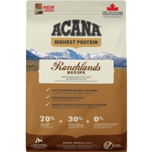 2 kg Acana Highest Protein Ranchlands hundefoder med oksekød og lam