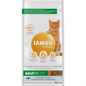 3 kg Iams kattefoder til voksne katte Ocean Fish fra 1 til 6 år