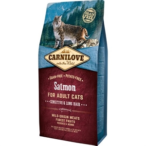 6 kg Carnilove kattefoder - Sensitive og Long Hair - kornfri