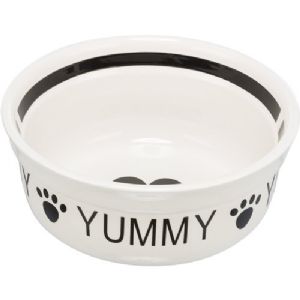 Trixie keramik foder- og vandskål til hunde og katte - sort hvide