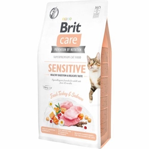 7 kg Brit Care kattefoder til voksne katte med sensitiv mave - kornfrit
