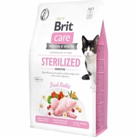 2 kg Brit Care kattefoder til voksne Steriliserede katte med sensitiv mave - kornfrit